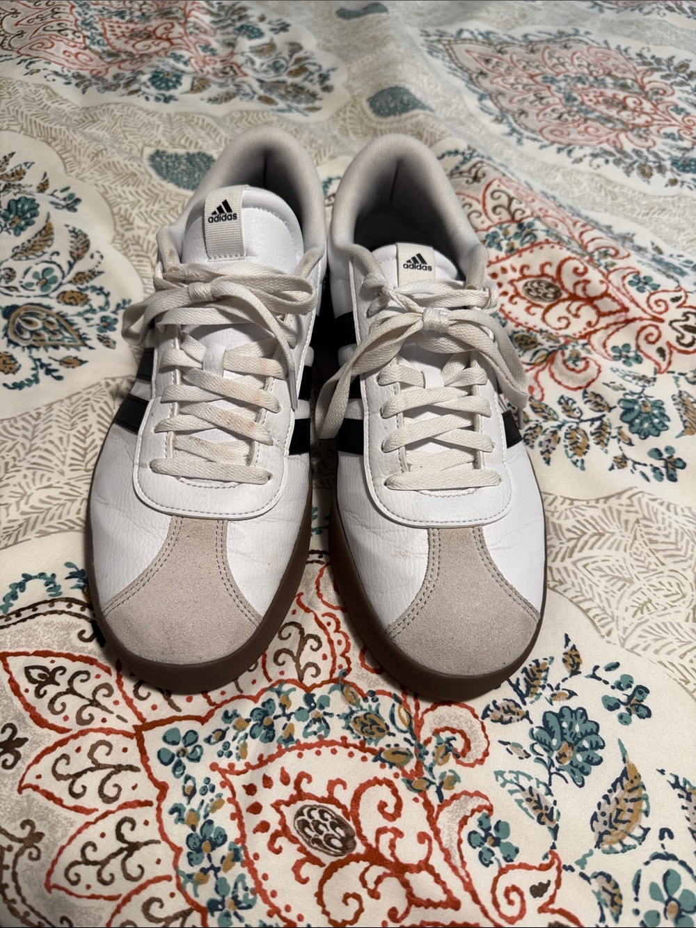 adidas White, Black & White VL 3.0 Low-Top Court Sneakers